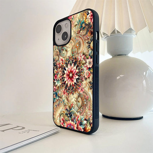 Abstract Floral Seamless Glass Cover