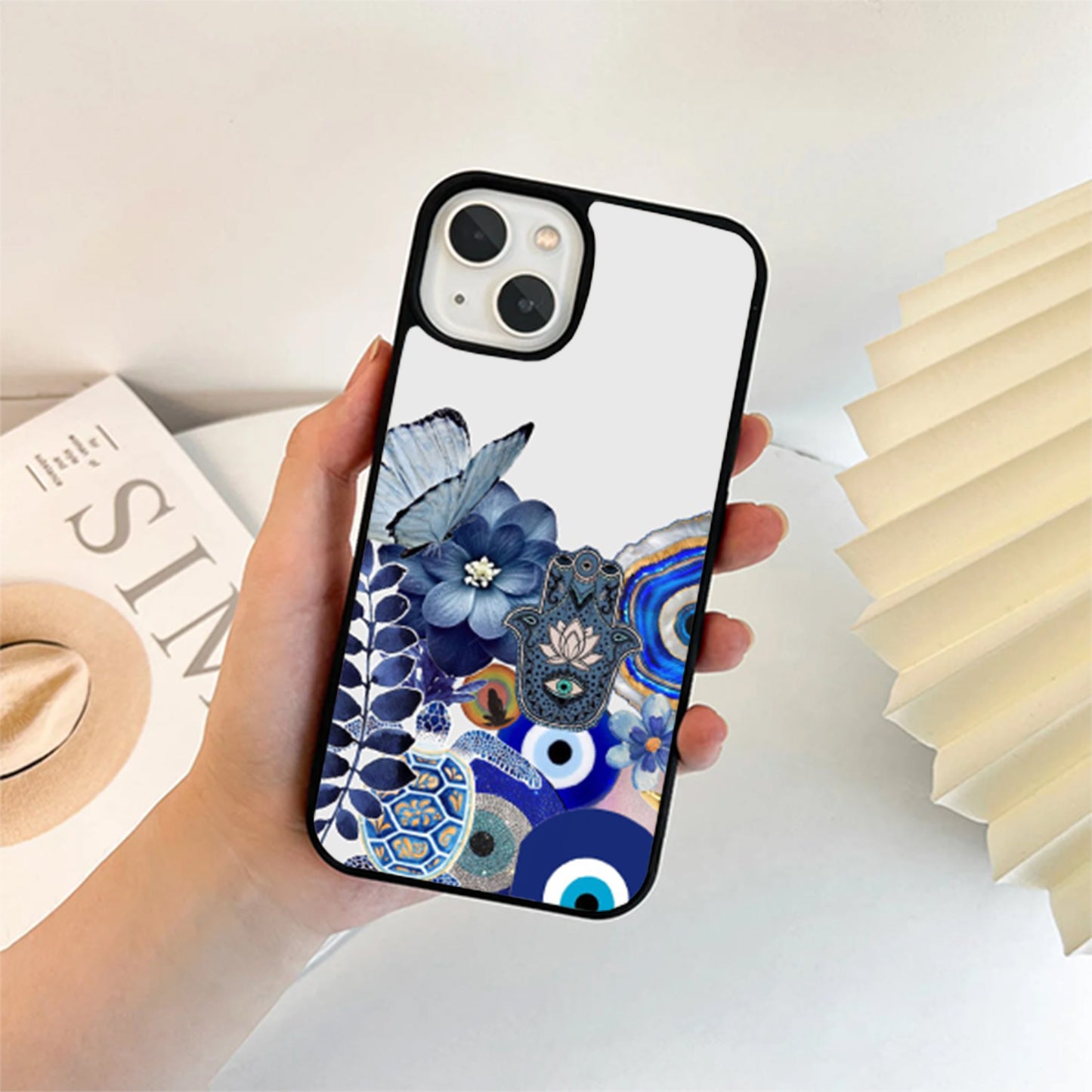 Evil Eye Butter Fly Glass Cover