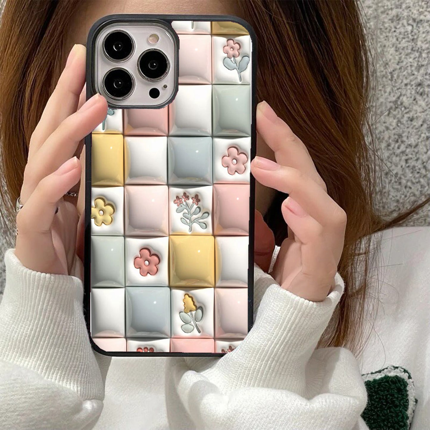 Floral Tile Garden Glass Cover