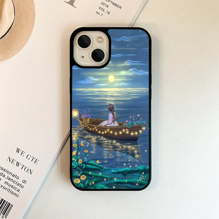 Girl in Boat Stery Glass Cover