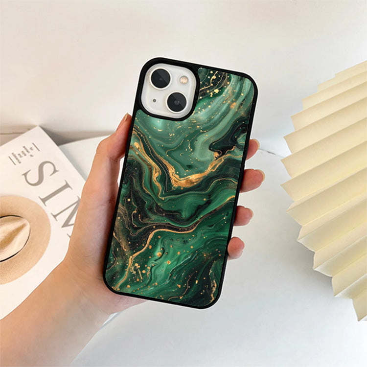 Green with Golden Veins Glass Cover