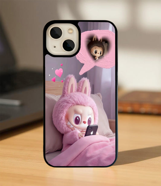 Labubu Texting Love Glass Cover