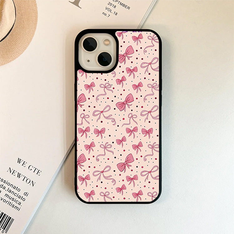 Peach Ribbon Dot Glass Cover