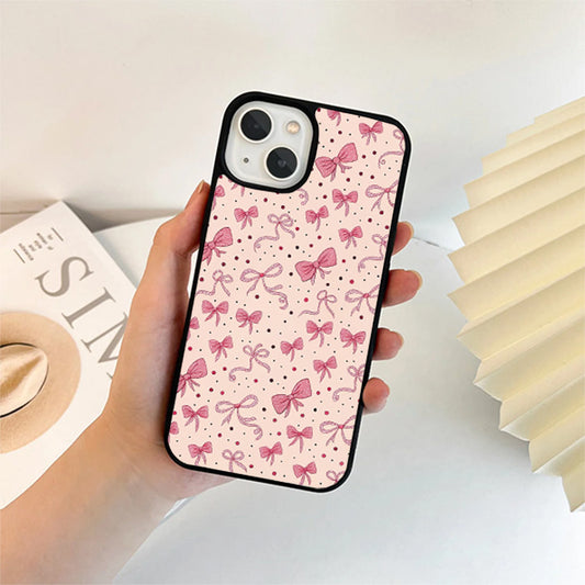 Peach Ribbon Dot Glass Cover