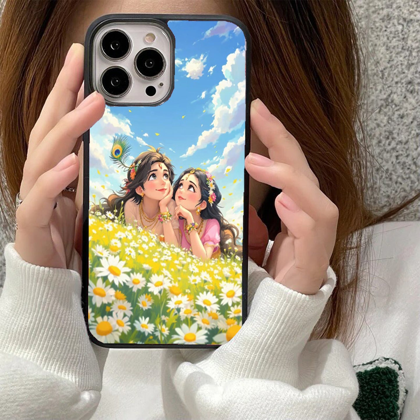 Radha Krishna's Meadow Glass Cover