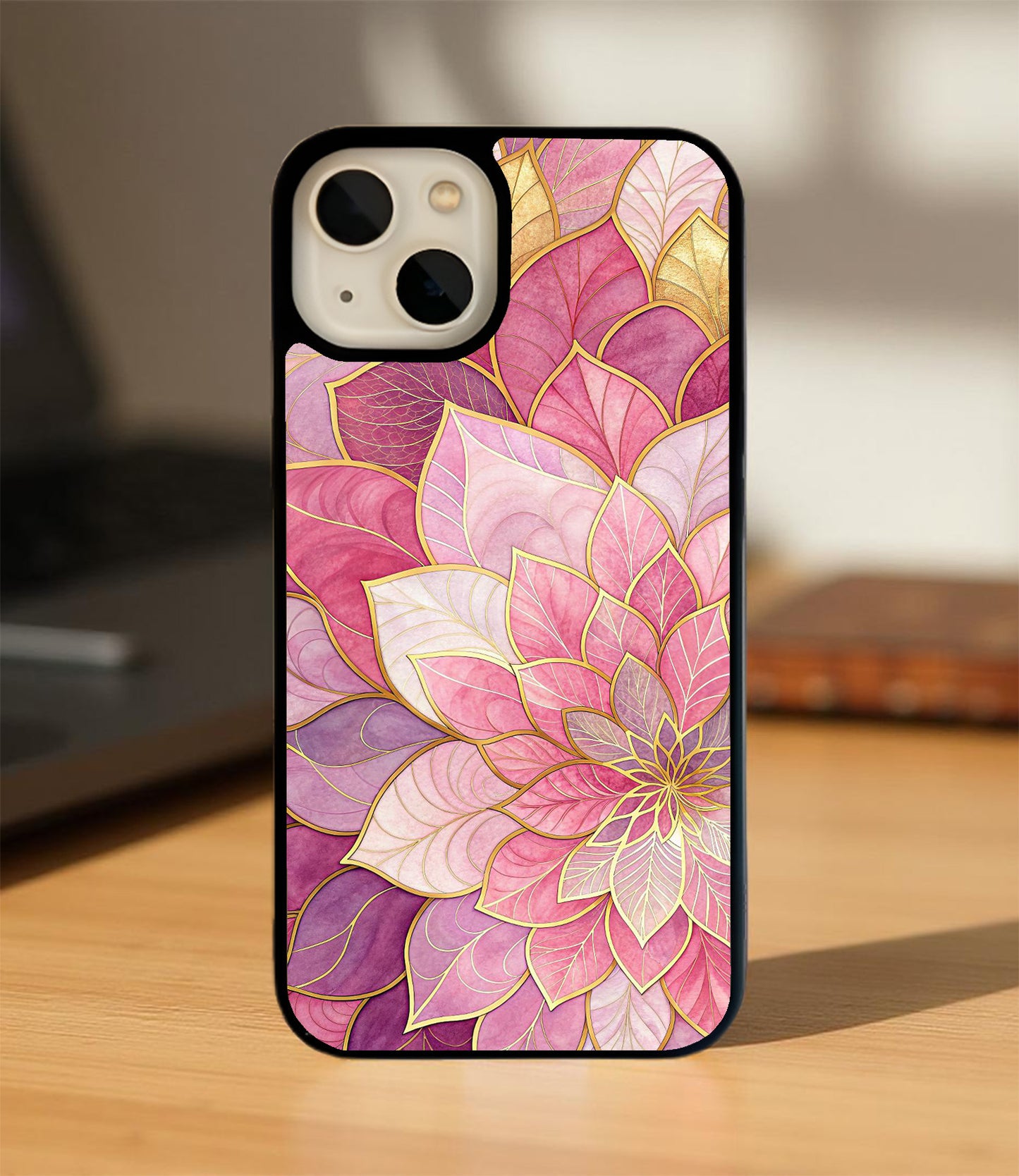 Rose Gold Floral Glass Cover