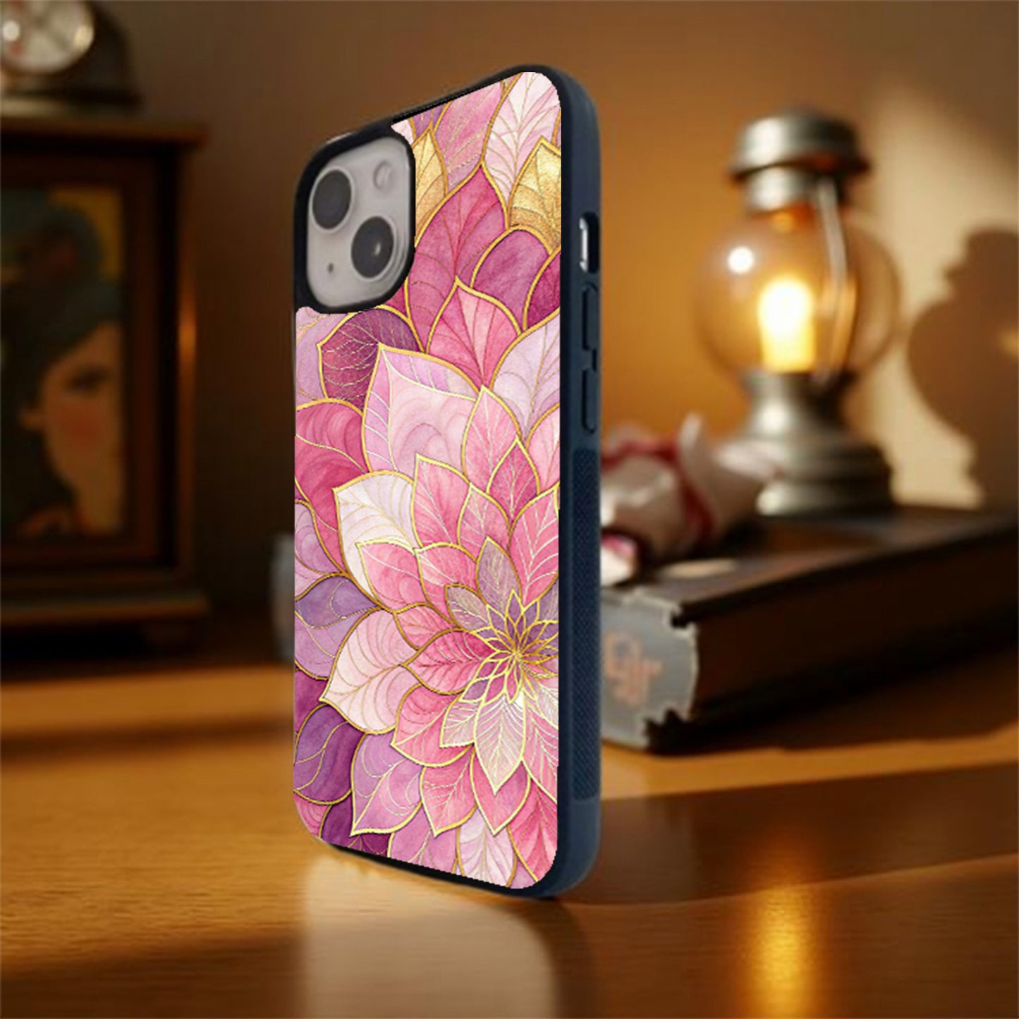 Rose Gold Floral Glass Cover