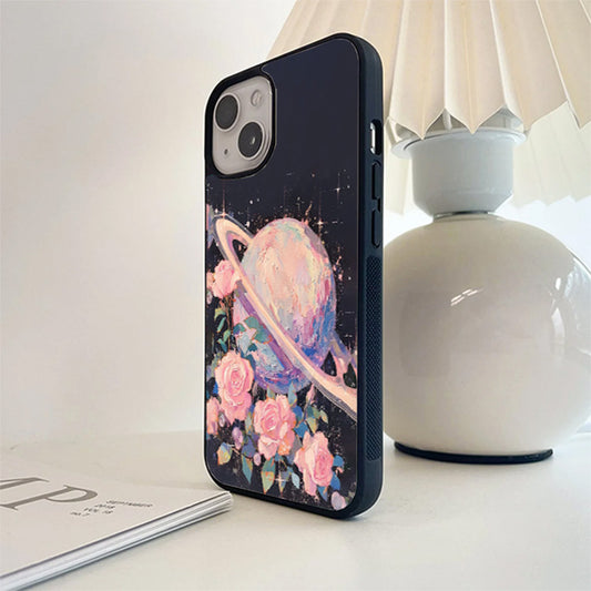 Saturn With Roses Glass Case