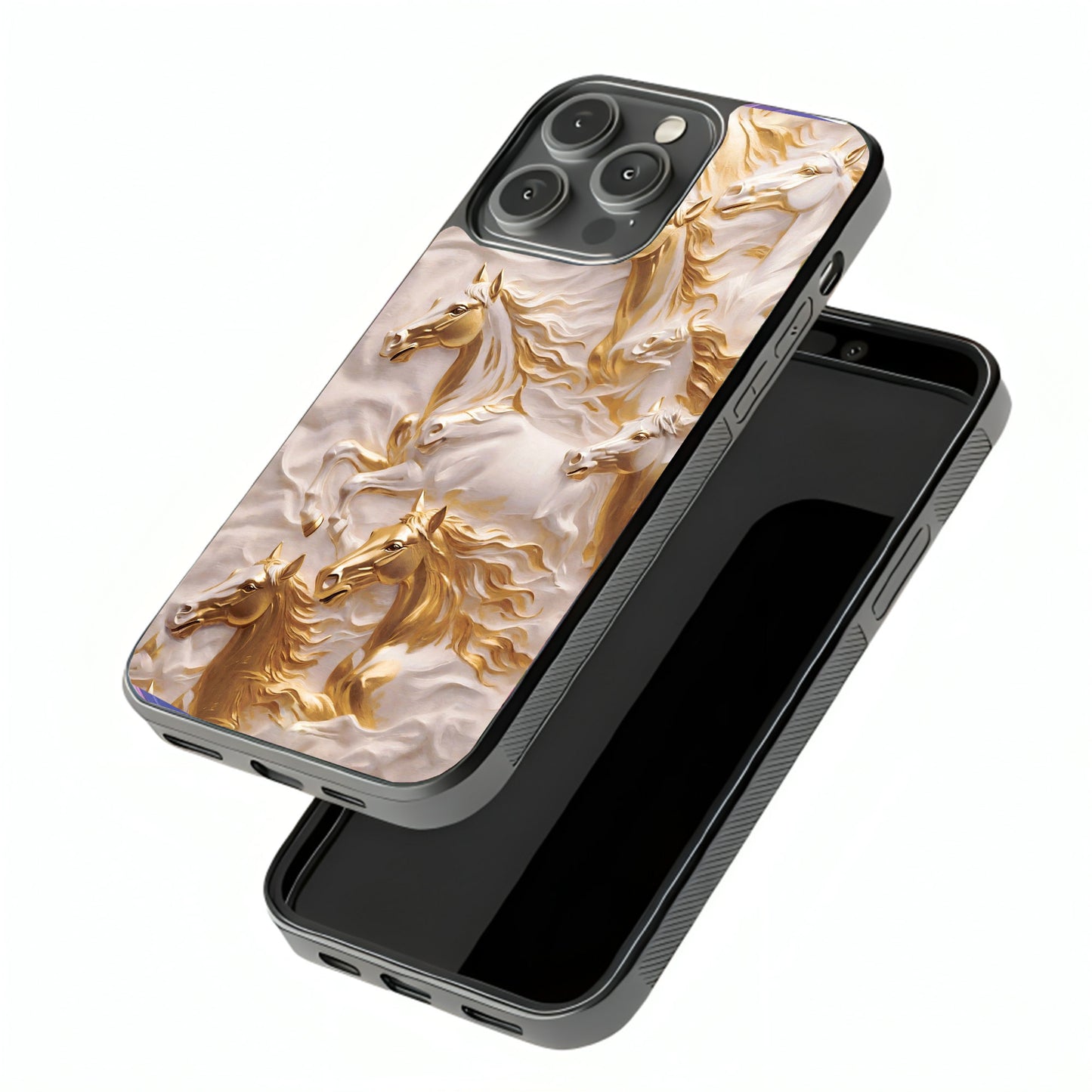 Seven Lucky Horse Glass Cover
