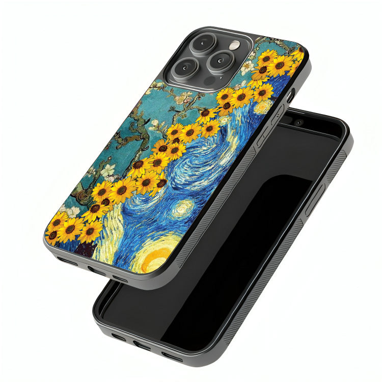 Starry Sunflower Night Glass Cover
