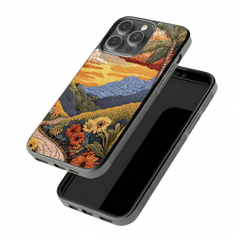 Sunset Mountain Blooms Glass Cover