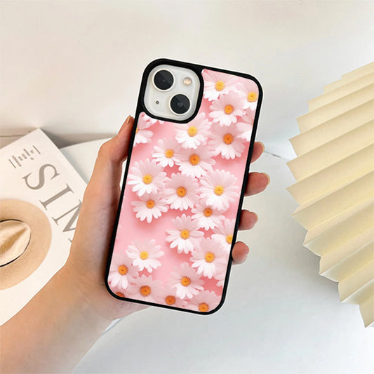 White Daisy Flower Glass Case