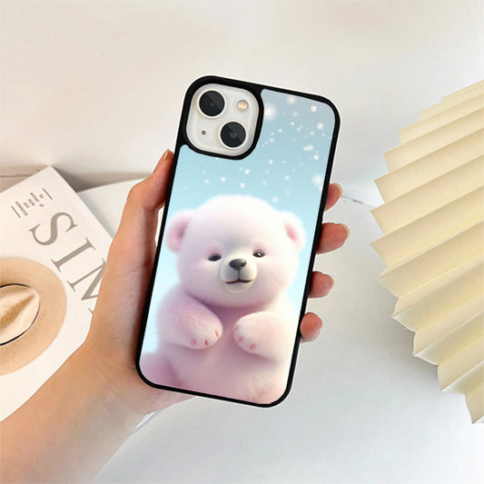 White Teddy Glass Case