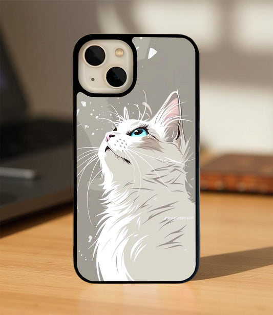 Winter White Kitty Glass Cover