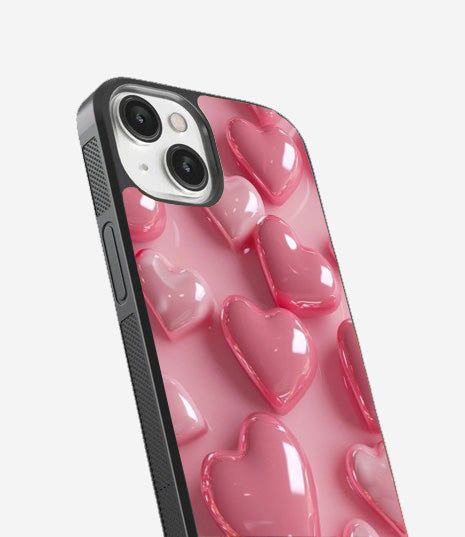 Jelly Pink Heart Glass Cover
