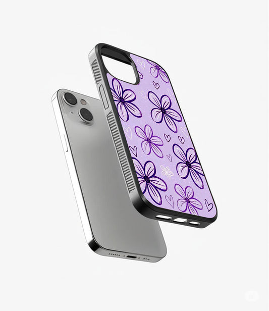 Purple Bloom Flowers Glass Cover