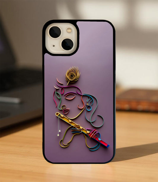 Lord Krishna with Flute Glass Cover