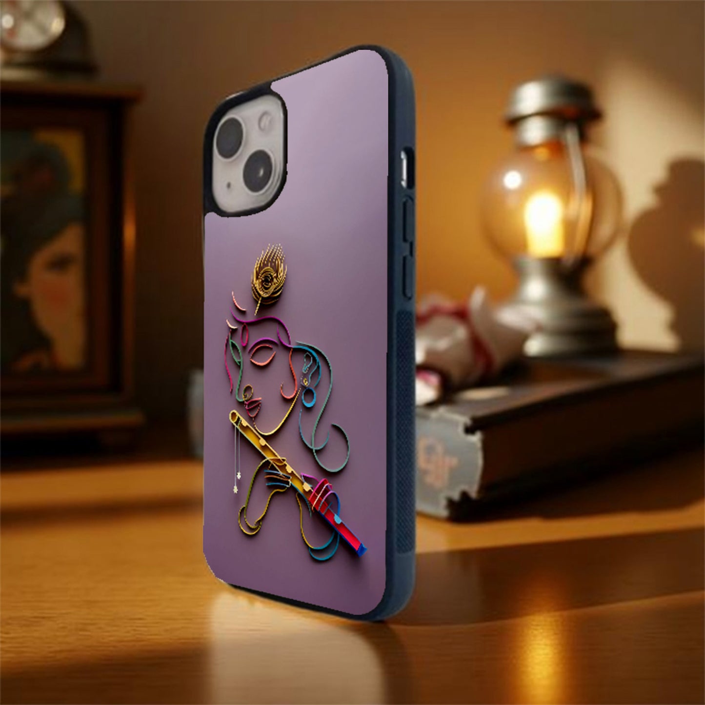 Lord Krishna with Flute Glass Cover