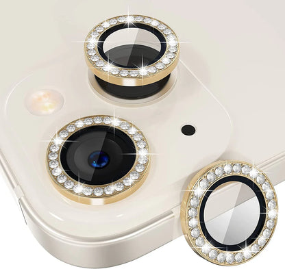 iPhone 15 Series Diamond Camera Lens tector for Apple | HD Clear Real Glass tection + Metal Alloy Full Fit Lens Ring Cover