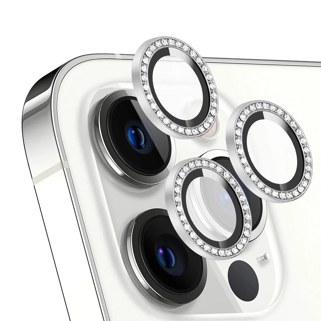 iPhone 13 Series Diamond Camera Lens Protector for Apple | HD Clear Real Glass Protection + Metal Alloy Full Fit Lens Ring Cover