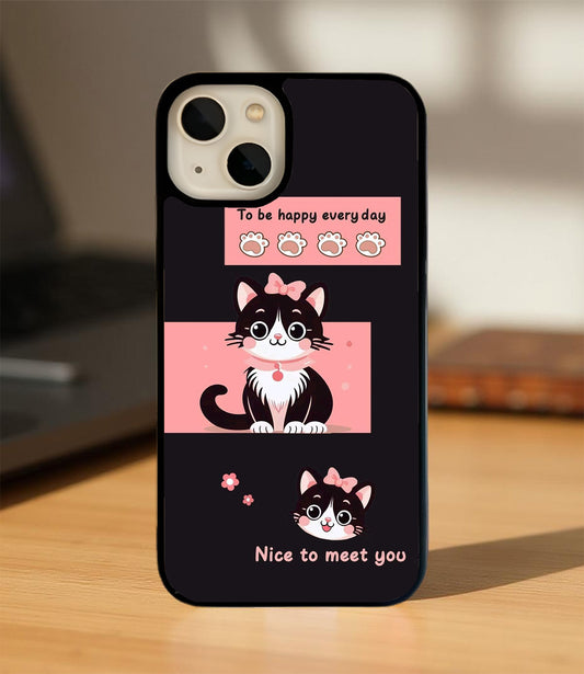 Chic Kitty Charm Glass Cover