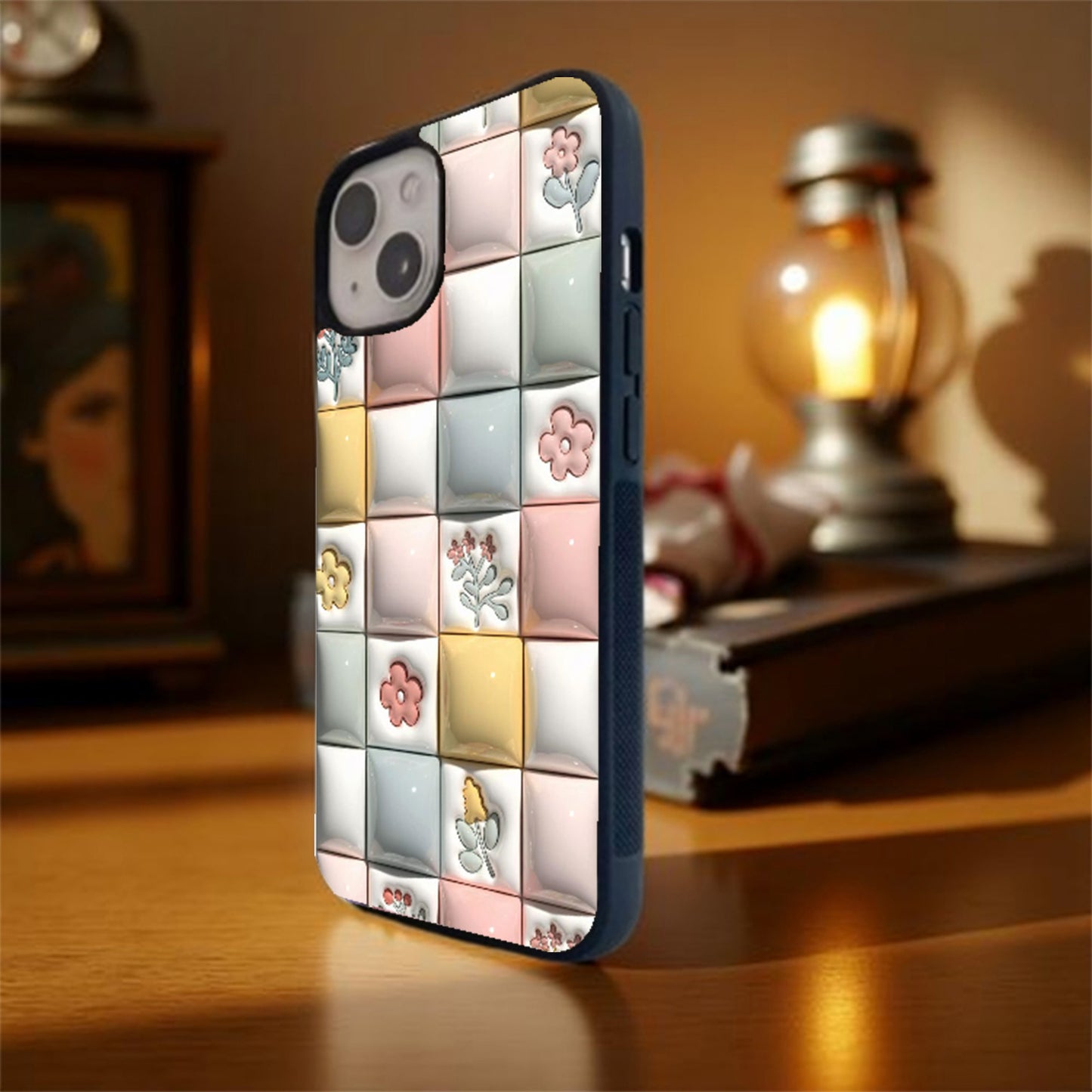 Floral Tile Garden Glass Cover