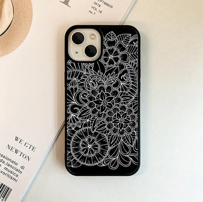 Flower & Leaf Mandala Glass Cover