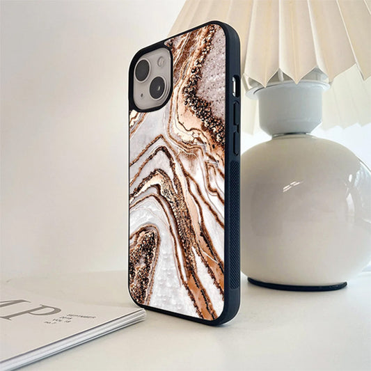 Golden and White Veins Glass Cover