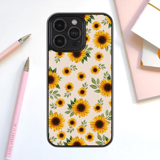 Golden Sunflower Field Glass Cover