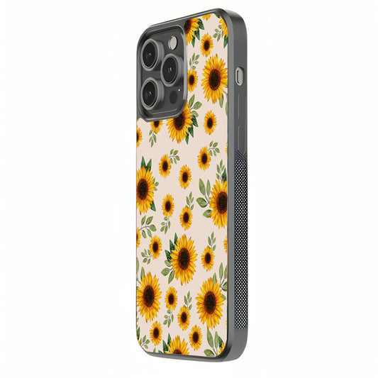 Golden Sunflower Field Glass Cover