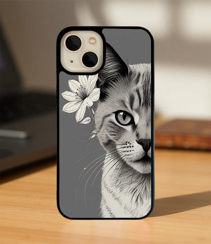 Grey Cat Charm Glass Cover