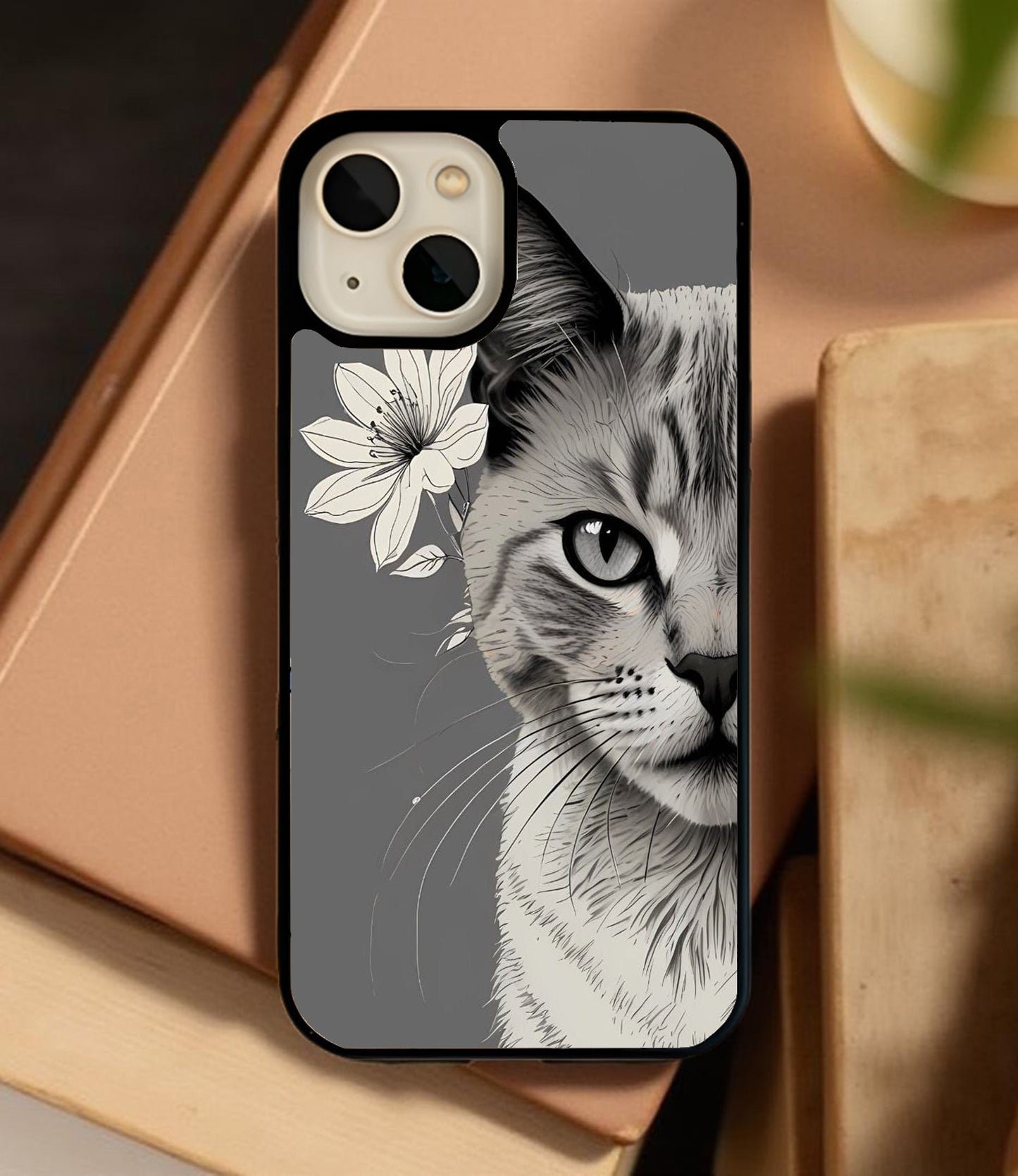 Grey Cat Charm Glass Cover