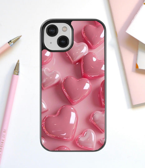 Jelly Pink Heart Glass Cover