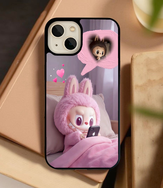 Labubu Texting Love Glass Cover