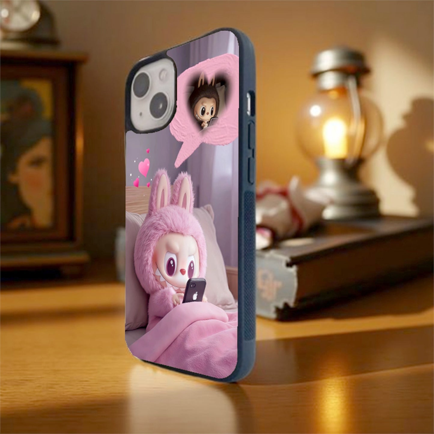 Labubu Texting Love Glass Cover