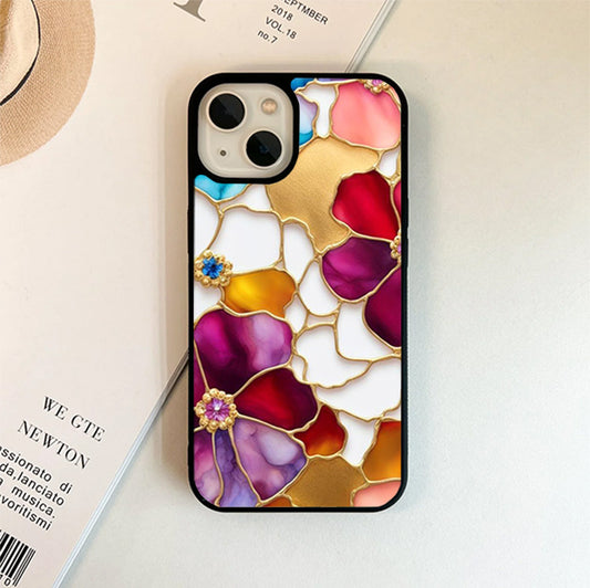 Marble Flower Pattern Glass Cover