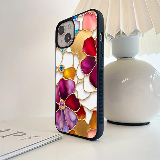 Marble Flower Pattern Glass Cover