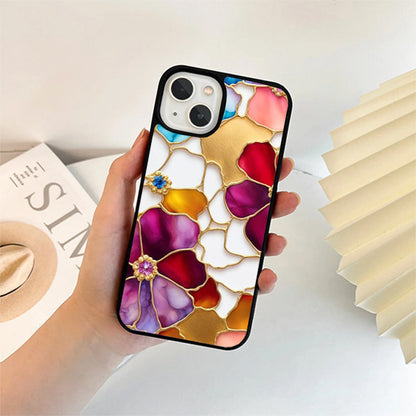 Marble Flower Pattern Glass Cover