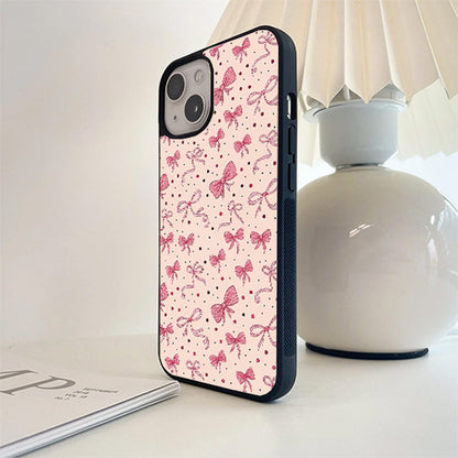 Peach Ribbon Dot Glass Cover