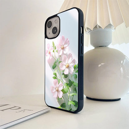 Pink Flower Glass Case