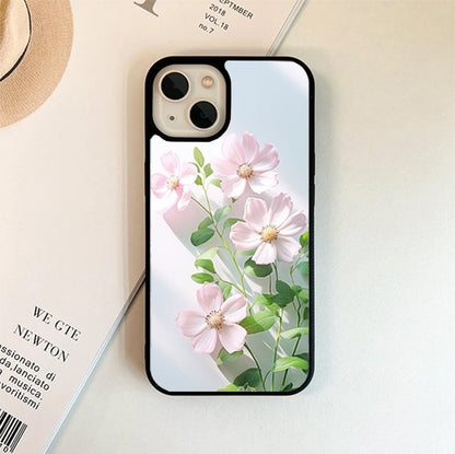 Pink Flower Glass Case