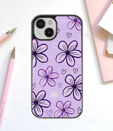 Purple Bloom Flowers Glass Cover