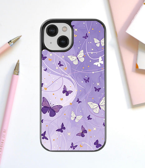 Purple & White Butterflies Glass Cover