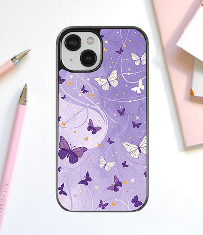 Purple & White Butterflies Glass Cover