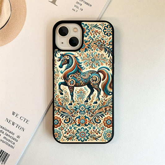 Regal  Floral  Staliion Glass Case
