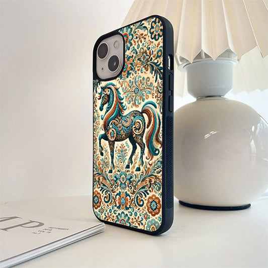 Regal  Floral  Staliion Glass Case
