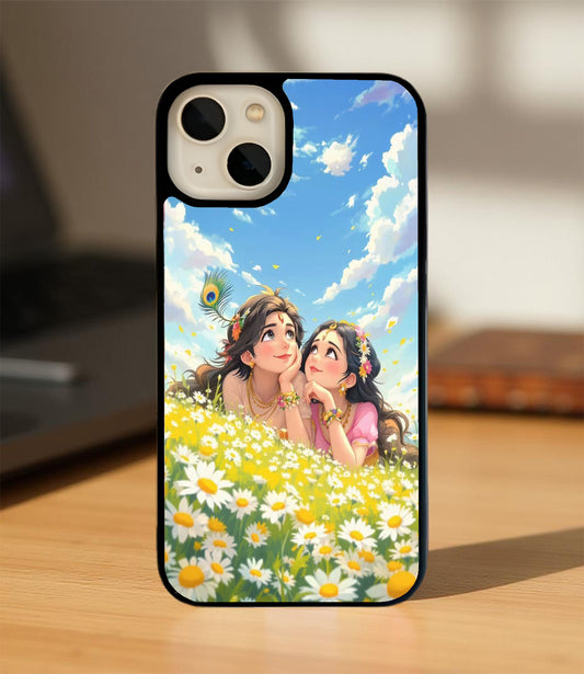 Radha Krishna's Meadow Glass Cover
