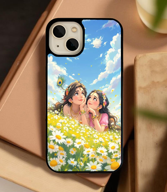 Radha Krishna's Meadow Glass Cover