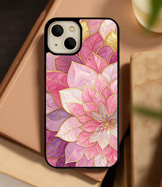 Rose Gold Floral Glass Cover