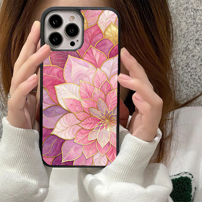 Rose Gold Floral Glass Cover